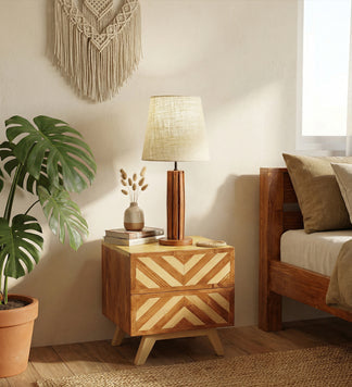 TallBoy Wooden Table Lamp with Brown Base and Premium White Fabric Lampshade