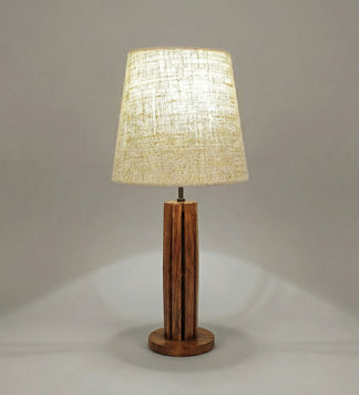 TallBoy Wooden Table Lamp with Brown Base and Premium White Fabric Lampshade