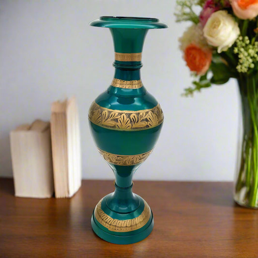Teal Blue Brass Amphora Vase-ArtyCraftz.com
