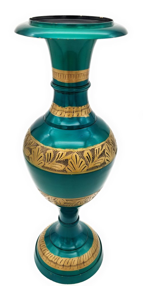 Teal Blue Brass Amphora Vase-ArtyCraftz.com