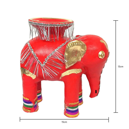Terracotta Elephant/Hathi Showpiece for Chhath Puja, Red Color - ArtyCraftz.com