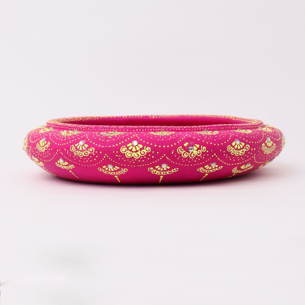 Terracotta Urli with Golden Floral Motifs-ArtyCraftz.com