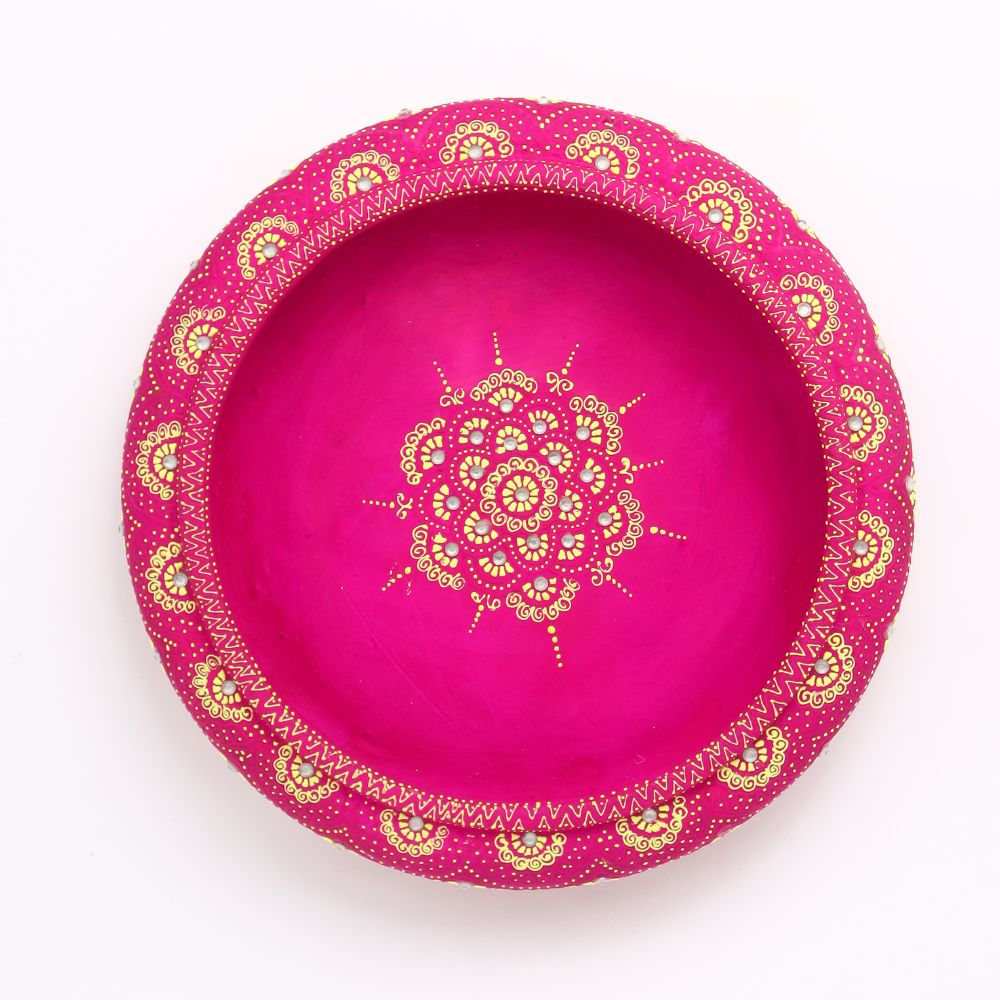 Terracotta Urli with Golden Floral Motifs-ArtyCraftz.com