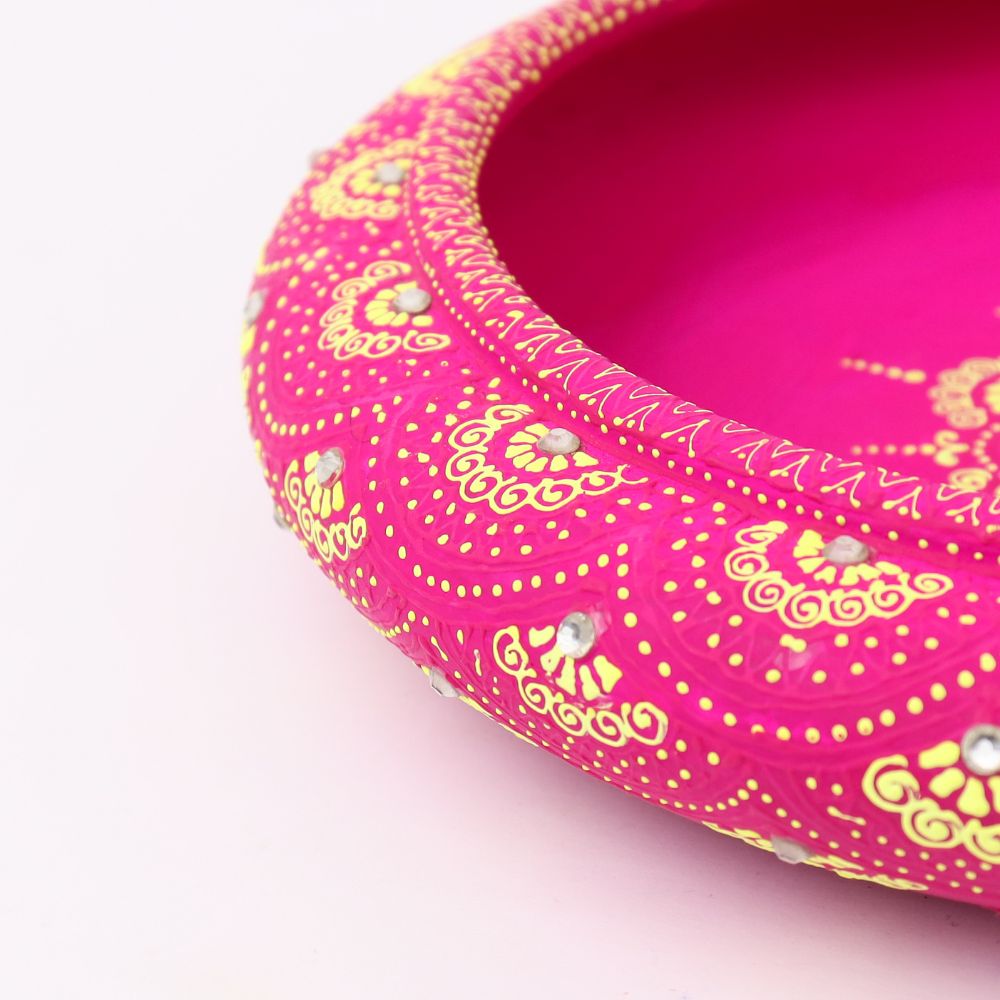 Terracotta Urli with Golden Floral Motifs-ArtyCraftz.com