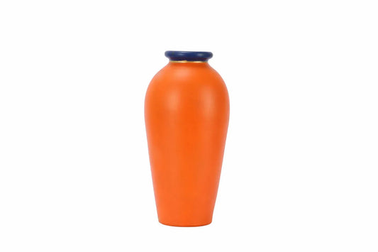 Terracotta Vase Warli Handpainted Tappered Orange 6 Inch For Gift Item - ArtyCraftz.com