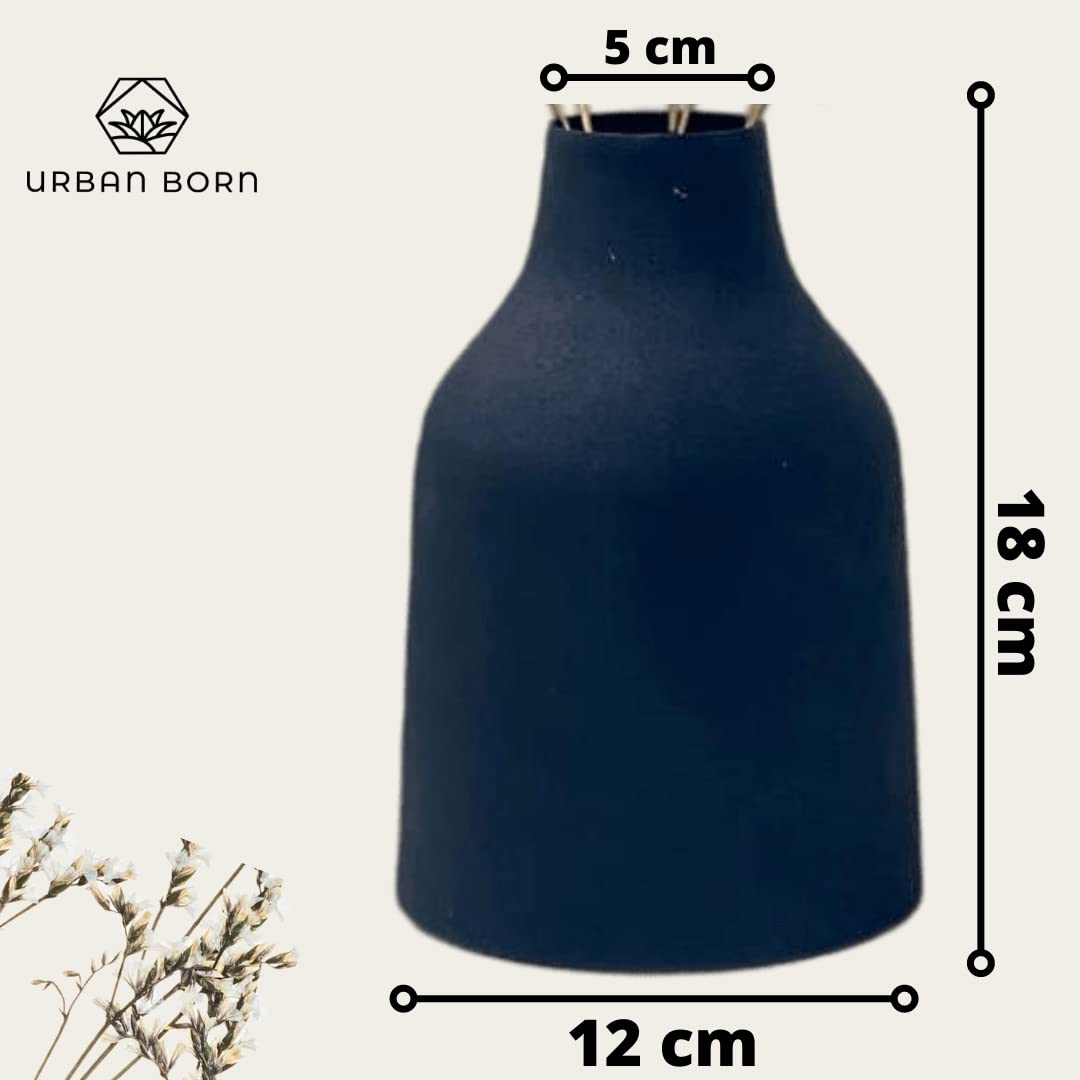 Textured Black Jar Shaped Iron Vase-ArtyCraftz.com