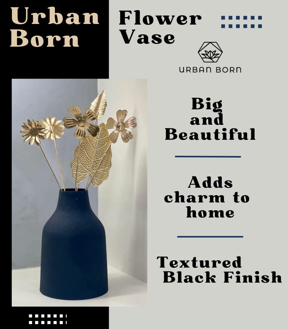 Textured Black Jar Shaped Iron Vase-ArtyCraftz.com