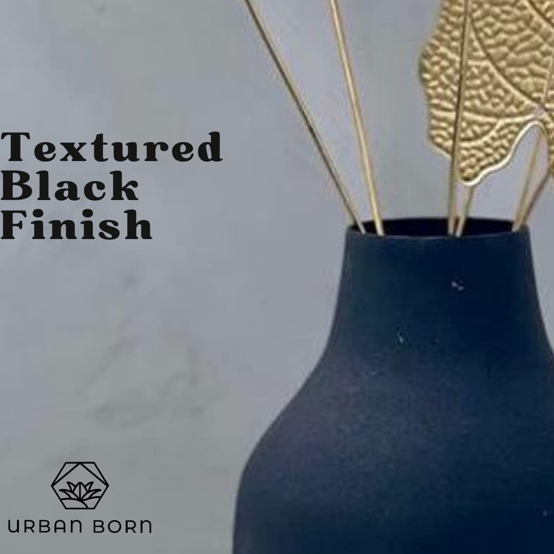 Textured Black Jar Shaped Iron Vase-ArtyCraftz.com