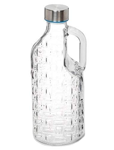 Textured Glass Beverage Bottle with Handle-ArtyCraftz.com