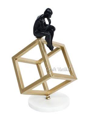 Thinking Man Auguste Rodin Statue Fine Art Sculpture Side View