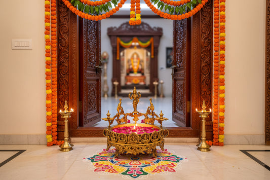 Traditional Brass Ashta Lakshmi Urli for Home Entrance & Festive Decor-ArtyCraftz.com