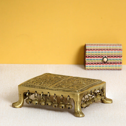 Traditional Brass Pooja Chowki with Bells-ArtyCraftz.com