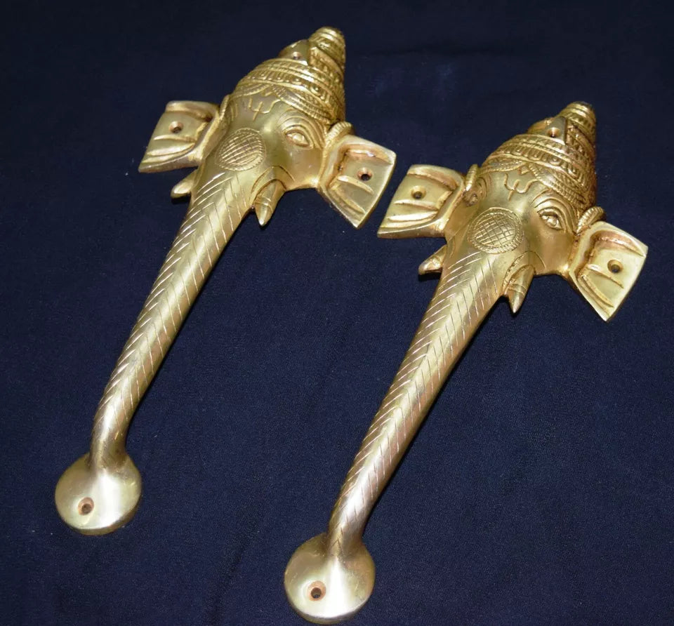 Traditional Door Handle Made of Brass Ganesha Handle -  Set of 2 Pieces