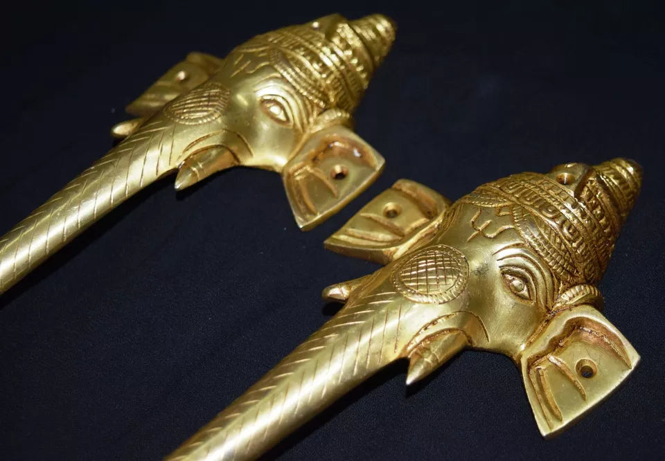 Made of Brass Ganesha Handle (Set of 2 Pieces)