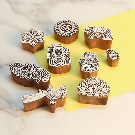 Traditional Indian Motif Wooden Printing Blocks-ArtyCraftz.com