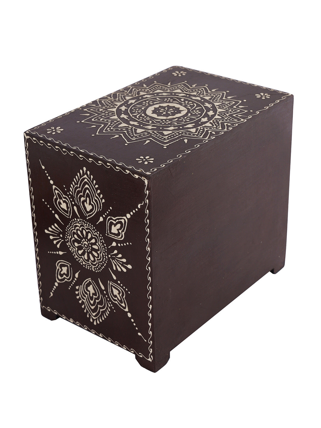 Traditional Mandana Print Orange & Brown Chest with Drawer-ArtyCraftz.com
