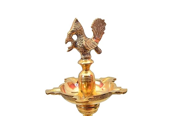 Traditional Peacock Brass Kuthuvilakku Deepak Lamp-ArtyCraftz.com