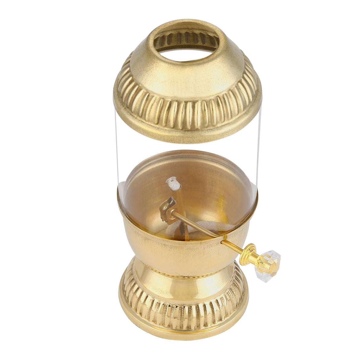 Traditional brass oil lamp with transparent glass shade-artycraftz.com