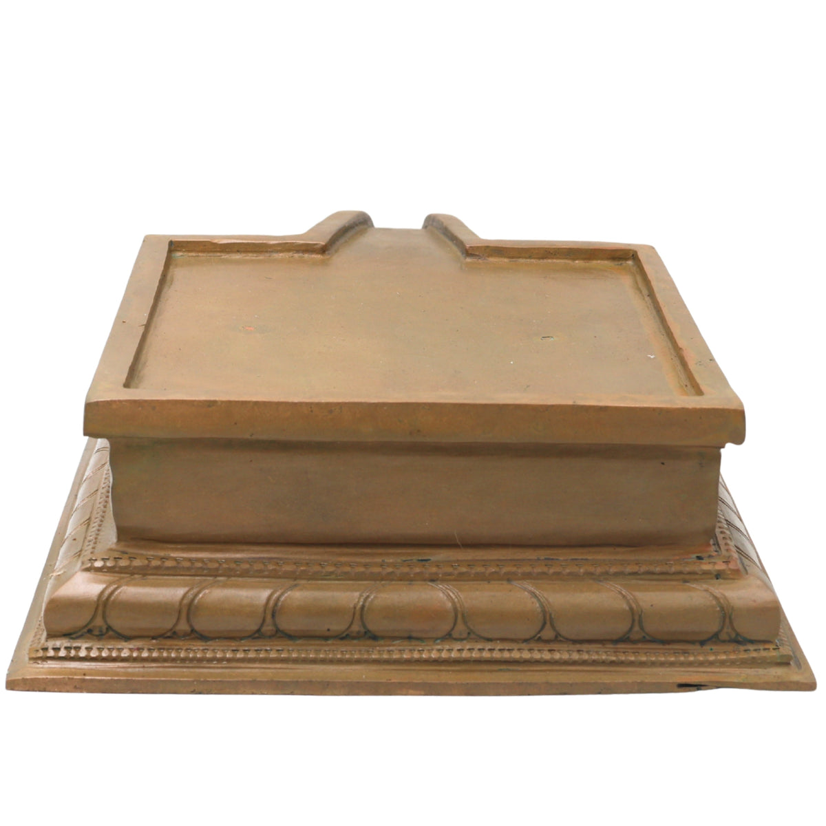 Traditional bronze Abhisheka Peedam with square platform, decorative base and side handle-artycraftz.com