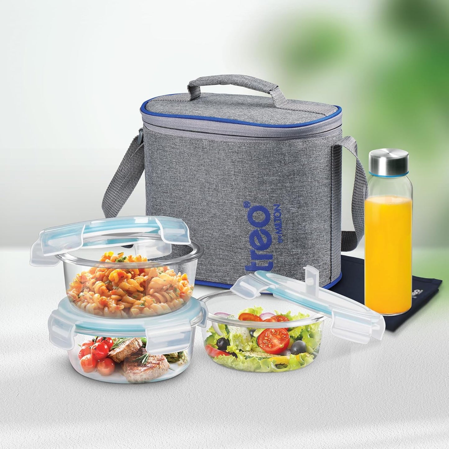 Treo All Fresh Glass Tiffin Set – 5-Piece Stackable Lunch Box-ArtyCraftz.com