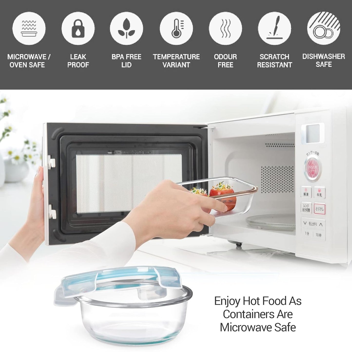 Treo All Fresh Glass Tiffin Set Stackable Lunch Box-ArtyCraftz.com