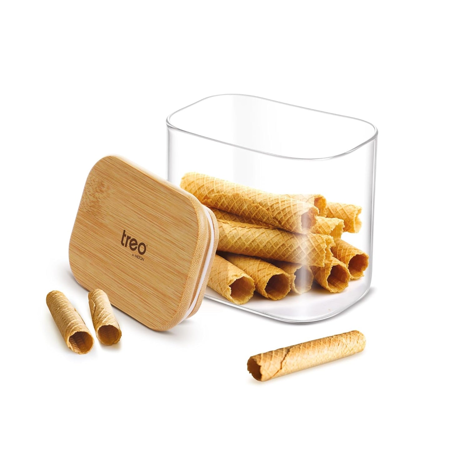 Treo Recto Glass Jar with Bamboo Lid-ArtyCraftz.com