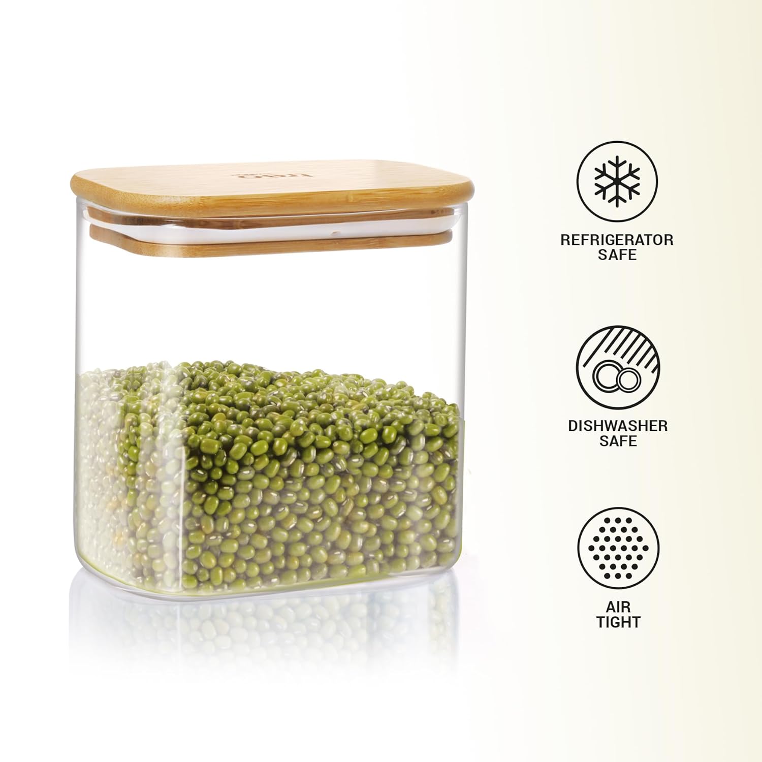 Treo Recto Glass Jar with Bamboo Lid-ArtyCraftz.com