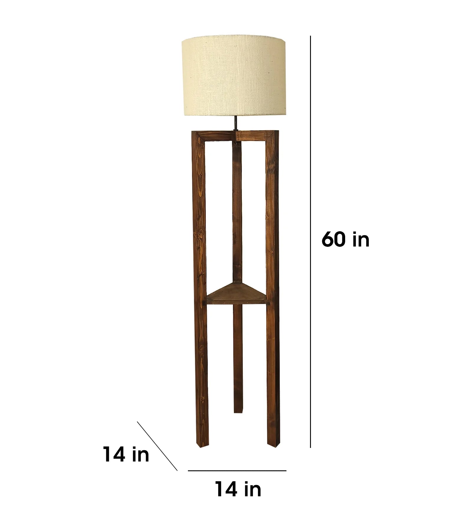 Triad Wooden Floor Lamp with Brown Base and Beige Fabric Lampshade - ArtyCraftz.com