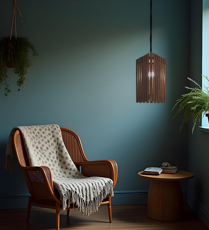  Trika Brown Wooden Single Hanging Lamp-ArtyCraftz.com