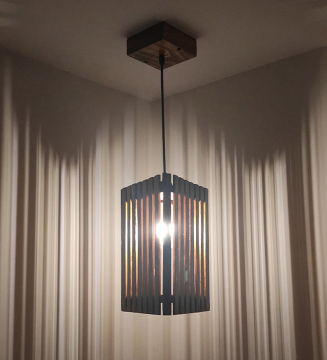 Trika Brown Wooden Single Hanging Lamp-ArtyCraftz.com
