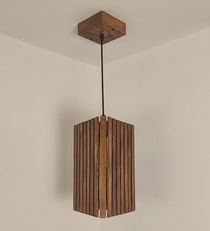 Trika Brown Wooden Single Hanging Lamp-ArtyCraftz.com