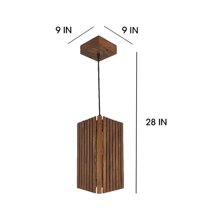 Trika Brown Wooden Single Hanging Lamp-ArtyCraftz.com