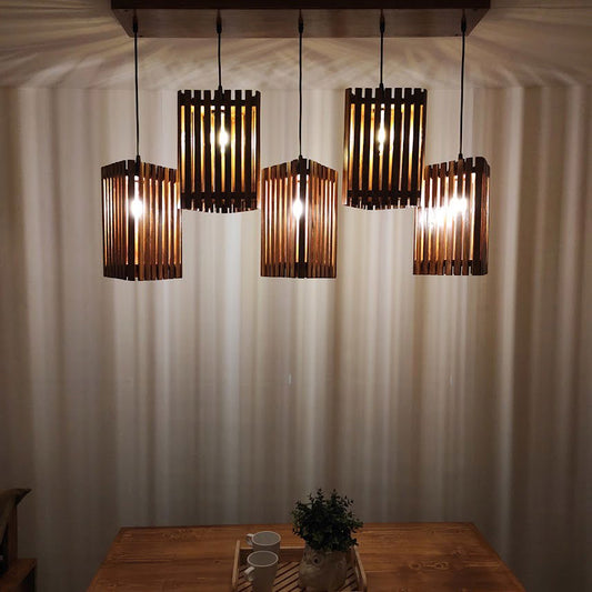 Trikona Brown 5 Series Hanging Lamp - ArtyCraftz.com