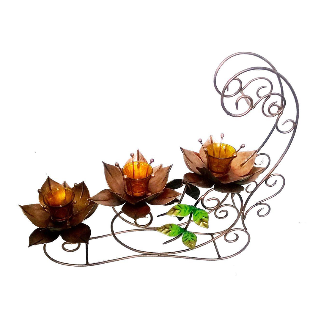 Triple Lotus Candle Holder