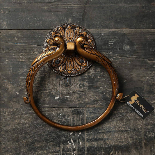 Twin Peacock Design Brass Towel Hanger