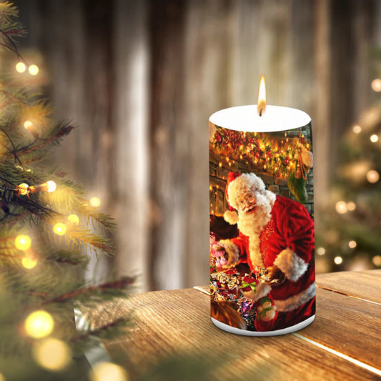 Unscented Christmas Santa Pillar Candle-ArtyCraftz