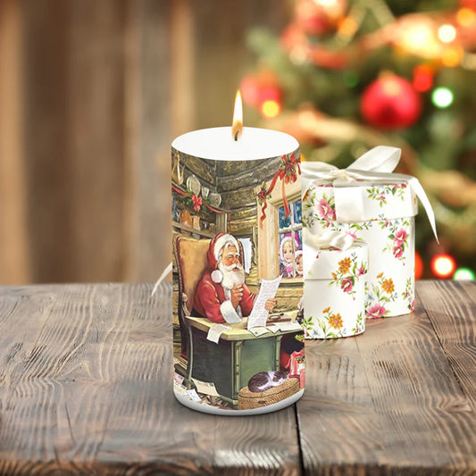 Unscented Christmas Santa Reading Note Pillar Candle-ArtyCraftz