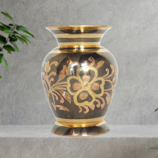 Handcrafted Brass Vase for Home Decor and Gifting 3*3*4 Inches