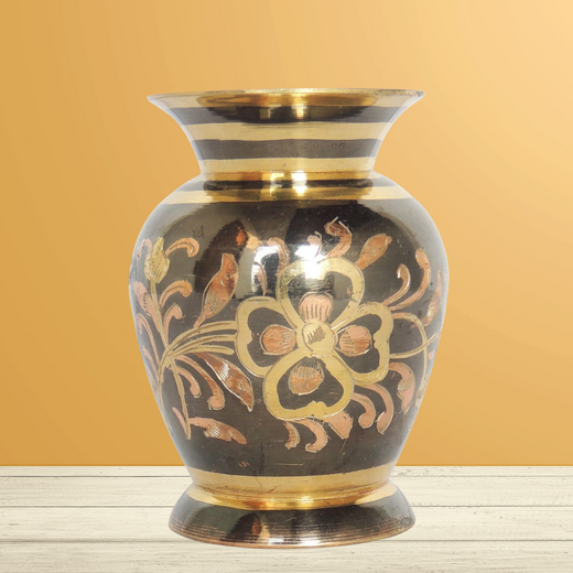 Handcrafted Brass Vase for Home Decor and Gifting 3*3*4 Inches