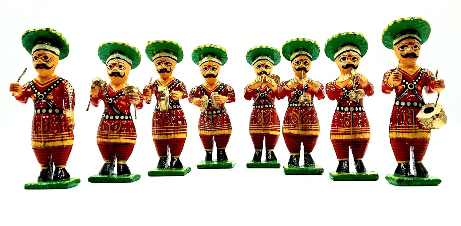 Varanasi 8 wooden musician Showpiece Set-ArtyCraftz.com