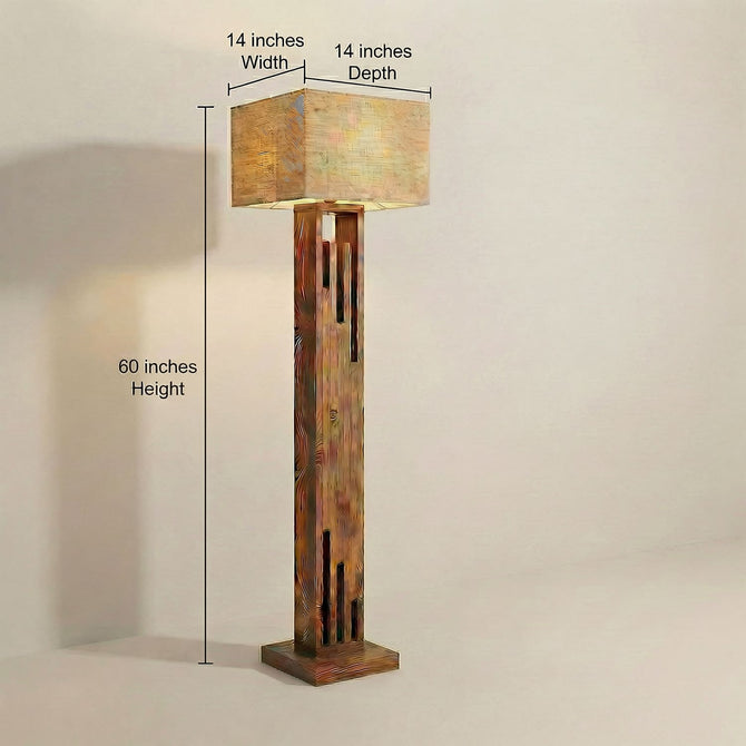 Pine Wood Floor Lamp with Fabric Shade – 60 Inch Tall Wooden Standing Lamp-artycraftz.com
