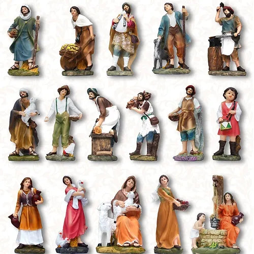 Resin Village set for Christmas Nativity (16 Pieces) 8 Inches