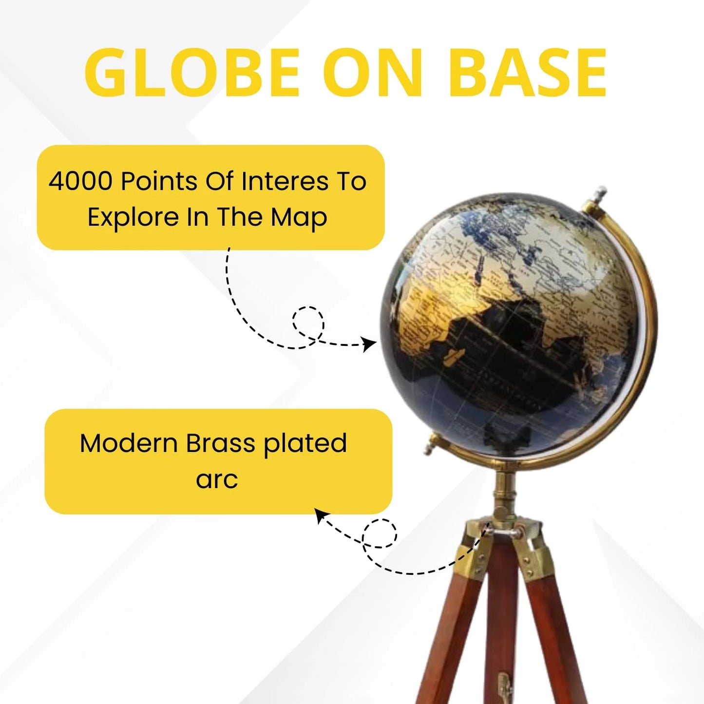 Vintage Globe on Wooden Tripod Stand-ArtyCraftz.com