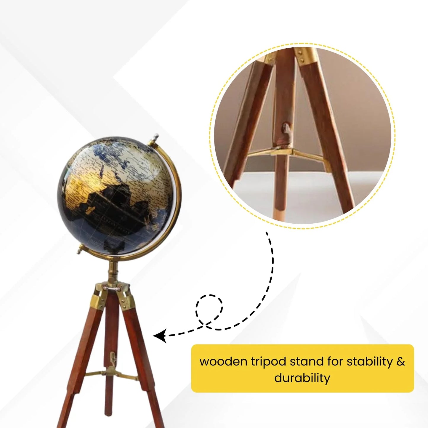 Vintage Globe on Wooden Tripod Stand-ArtyCraftz.com