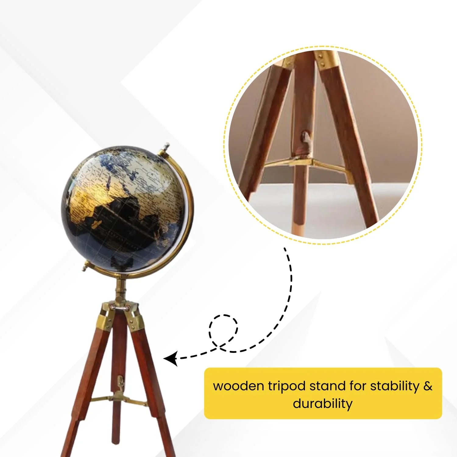 Vintage Globe on Wooden Tripod Stand-ArtyCraftz.com