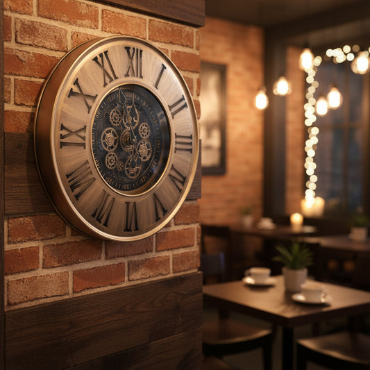 Vintage Roman Numeral Wall Clock with Gear Design-ArtyCraftz.com