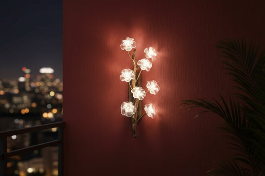 KEPLER 8 LED Wall Light In Antique Brass Finish With Clear Glass-ArtyCraftz.com