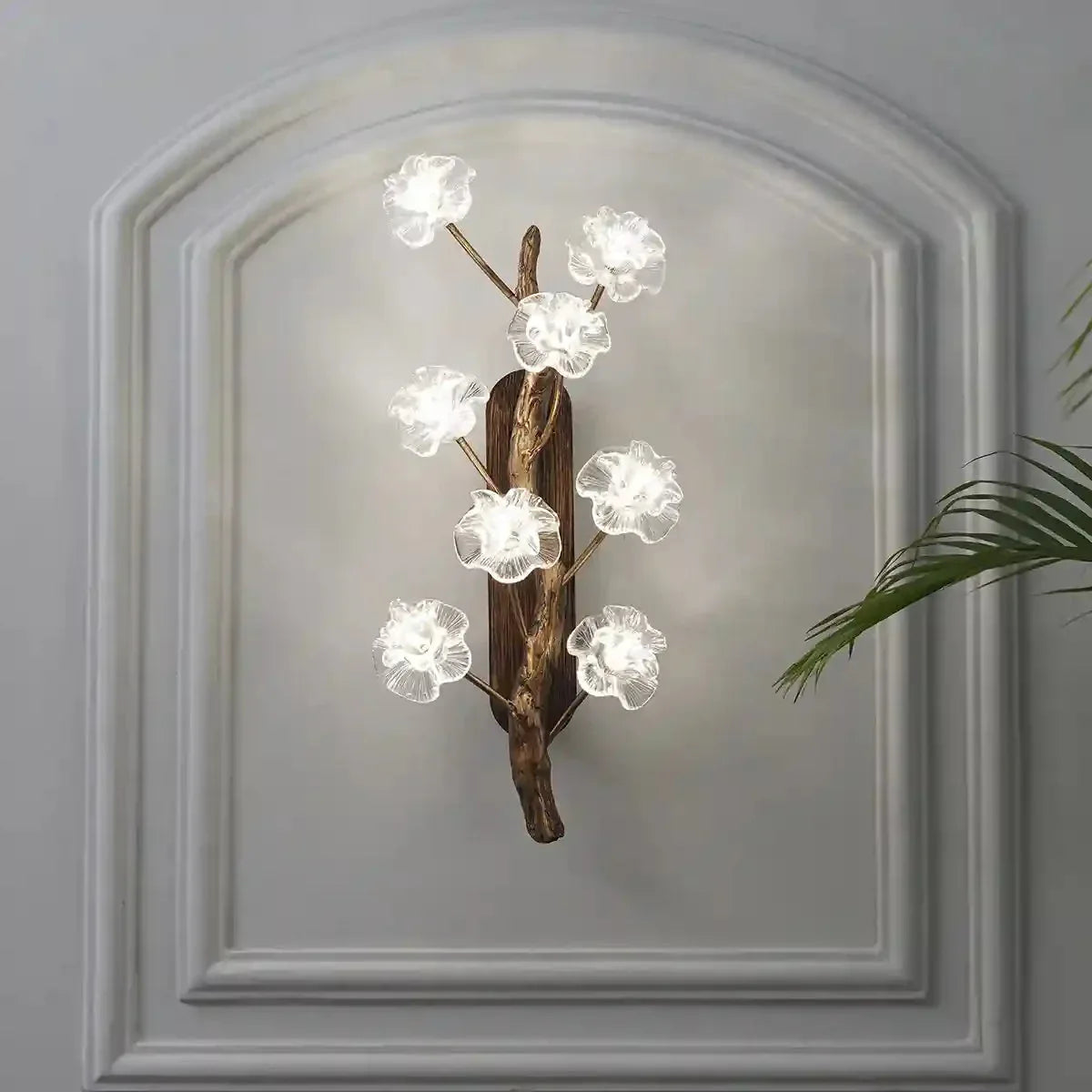 KEPLER 8 LED Wall Light In Antique Brass Finish With Clear Glass-ArtyCraftz.com