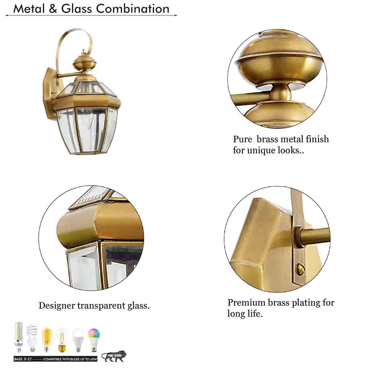 Leopold Classic Brass And Glass Wall Light