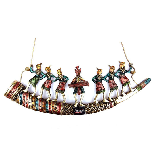 Wall Decor of Dancing Tribal Figures on Shehnai Wall Hanging - ArtyCraftz.com